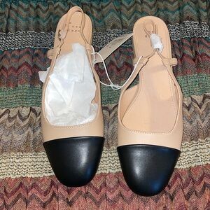 A New Day™ Women's shoes 9.5  Maxine Slingback Ballet Flats Black Cream nude NWT